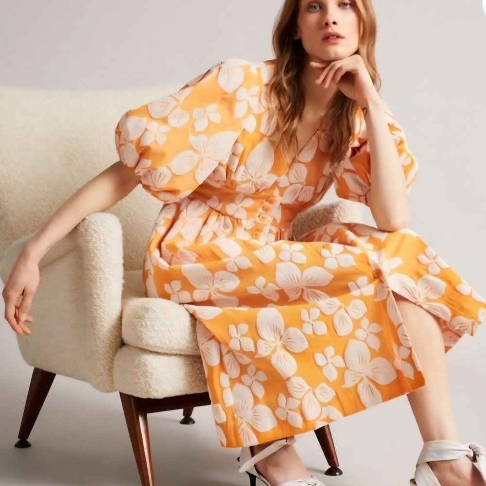 Ted Baker London​ Floral Button A Line Dress